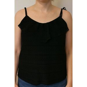 Croft & Barrow Black Swim Top Tankini Ruffle Lace Women's Size 16